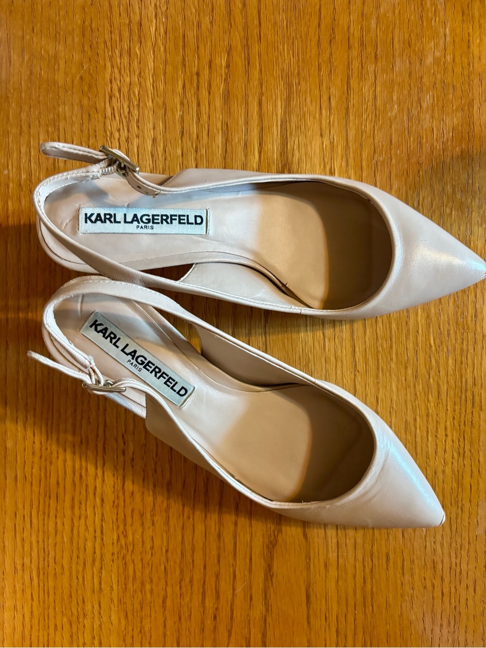 Karl Lagerfeld Women's Champagne Pointed Toe Slingback Pumps